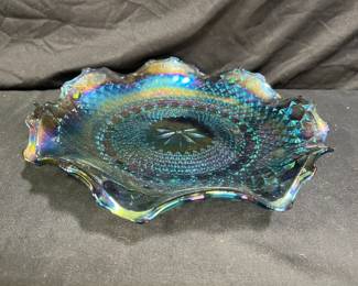VTG Iridescent Diamond Point Indiana Glass Dish
