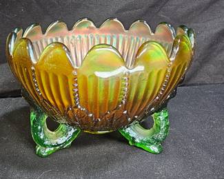 Northwood Aqua Opalescent Carnival Glass Bowl