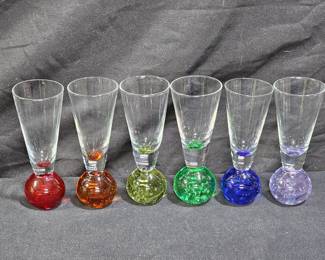 6 MCM CircleWare Bubble Bottom Cordial Glasses