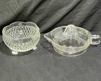 Indiana Glass Footed Bowl & Clear Glass Juicer