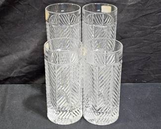 4 Ralph Lauren Crystal Herringbone Highballs
