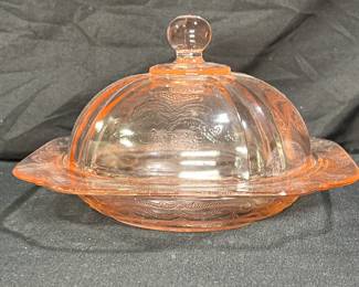 Indiana Glass "Recollection Pink" Covered Butter