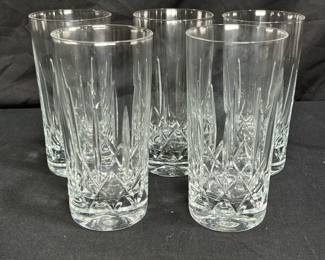 5 Lead Crystal Criss Cross Highball Glasses