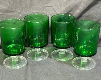 4 Luminare Cavalier Green wine Glasses
