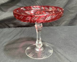 Ruby Crystal Pedestal Candy Dish