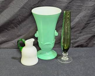 VTG Fire King, Fenton & MCM Vases & Creamer