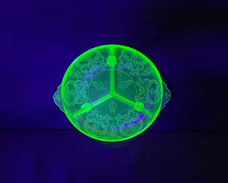 Hocking Co. Uranium Glass Divided Dish
