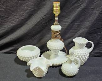 VTG Fenton & More HobNail Milk Glass