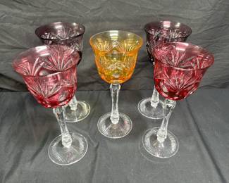 5 Andernach Nachtman Cut Hock Crystal Wine Goblets