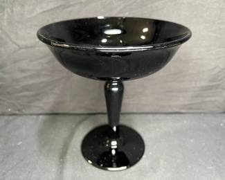 Black Amethyst Glass Footed Compote