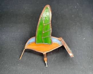 Stained Glass Hummingbird Yard Ornament