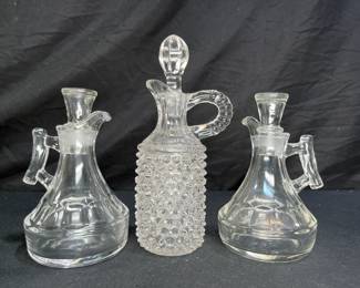 3 Vintage & Antique Fostoria & Hobnail Cruets