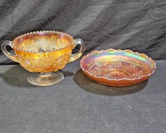ATQ & VTG Carnival Glass Compote & Bowl