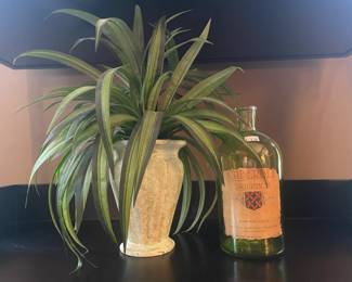Glass Bottles, Faux Plant
