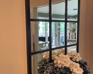 Multi-Pane Mirror, Potted Faux Flowers