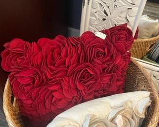 Pottery Barn throw pillow,  Pier 1 throw pillow
