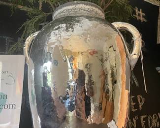 Mirror Glazed Terracotta Pot with Sprigs