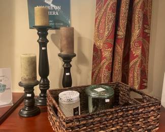 Wicker Baskets, Candle Stands, Candles