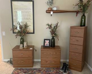 5 Drawer Cabinet, Vase with Floral Arrangement, Company C Argyle 3' x 5' rug, 2 Drawer Cabinet, Vase with Floral Arrangement, Picture Frame, 2 Drawer Cabinet, Vase with Floral Arrangement, Picture Frame, Birch wrapped candles
