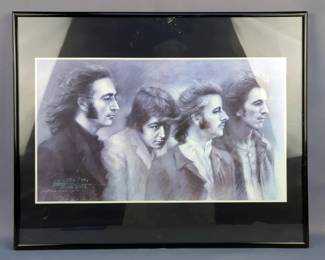 Beatles Wall Art, Framed, Under Glass, Dated March 2002, 20.5" X 16"