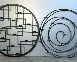Decorative Metal Wall Mounted Votive Holders, 32" And 36" Dia, Total Qty 2