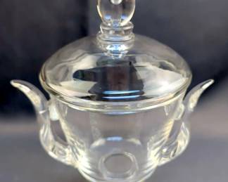 Steuben Crystal Lidded Urn With Handles, Marked On Bottom, 11.5" Tall