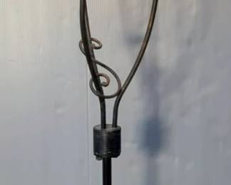 Wrought Iron Standing Three Bulb Lamp With Glass Shades, 72", Powers On
