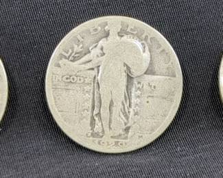 Standing Liberty Silver Quarters, Qty 3, Including Dates 1925 M, 1929 M And More