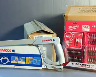 Milwaukee 42pc Impact Driver Bit Sets, Model 48-32-4407, Qty 5 And Lennox High Tension Hack Saws, Model 4012, Qty 5, All NIB
