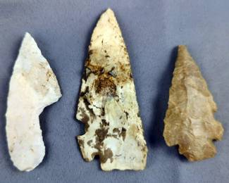 Native American Hand Carved Stone Knives, Sizes From 4" - 3.5", Qty 3, One Is Believed To Be A Corner Tang Knife