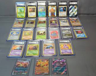 Pokémon Graded Gaming Cards In Plastic Cases Including Sandshrew, Medtite, Nidoking And More, Qty 25