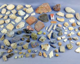Rock And Mineral Natural Specimen Collection, Various Compositions, Contents Of Box