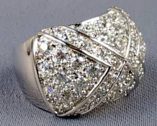 Wide Band Silver Cocktail Ring, Marked 925, Size Unknown
