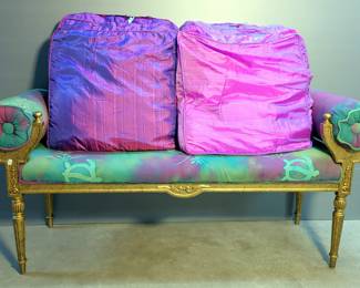 Upholstered Dressing Bench With Removable Side Cushions, 25" x 24" x 16" And Additional Chair Cushions, Qty 4