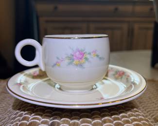 Homer Laughlin D48 N5 Cup & Saucer Pink & yellow rose