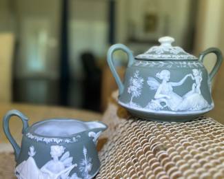 Wedgewood Fairy Green Cream and Sugar Set 