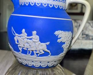 Antique Spode Blue & White Pitcher, Copeland England, 73/4x51/2x5"