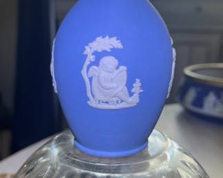 Wedgewood Blue (England) Cherub Vase 5"