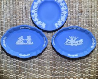 Wedgewood Blue (England) Set of three Miniature Trinket Plates