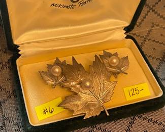 Mikimoto Pearl brooch and earrings