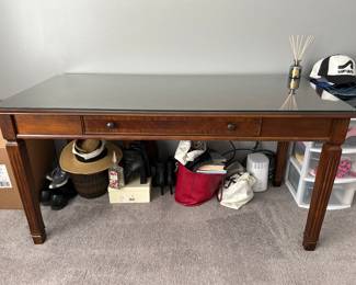 Brown desk with glass top for sale