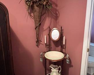 Antique wash stand w/ bowl & pitcher