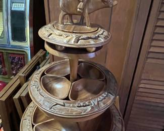 Monkey pod lazy Susan 