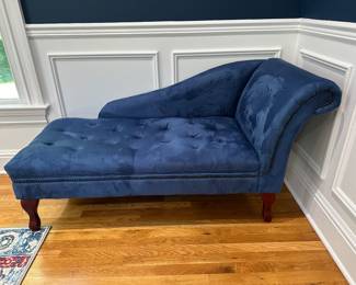 Blue plush storage chaise lounger
