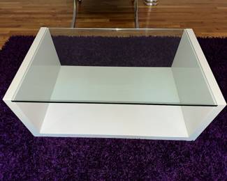 Modani white lacquer and glass coffee table