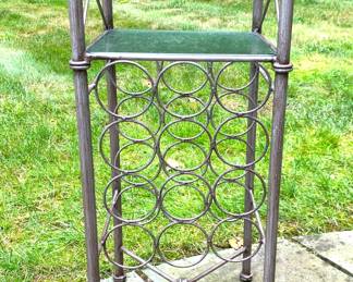 Metal & glass wine rack console table - holds 12 bottles