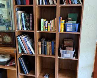 THREE THIN BOOK CASES, BOOKS 