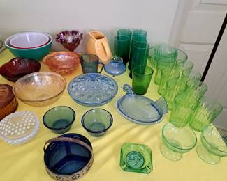 DEPRESSION AND VINTAGE GLASS, FIESTA, PYREX 