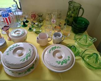 DEPRESSION GLASS, VINTAGE DISHES, GREMAN GLASSWARE