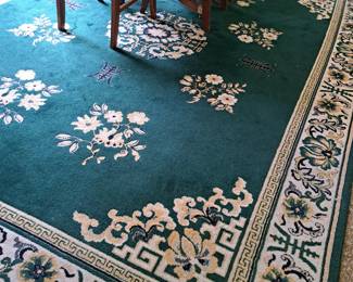DARK GREEN ROOM SIZE ORIENTAL THEME RUG